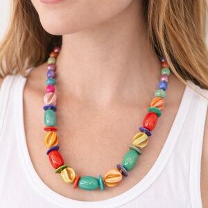 Colorful Beaded Statement Necklace | Boho Chunky Multicolor